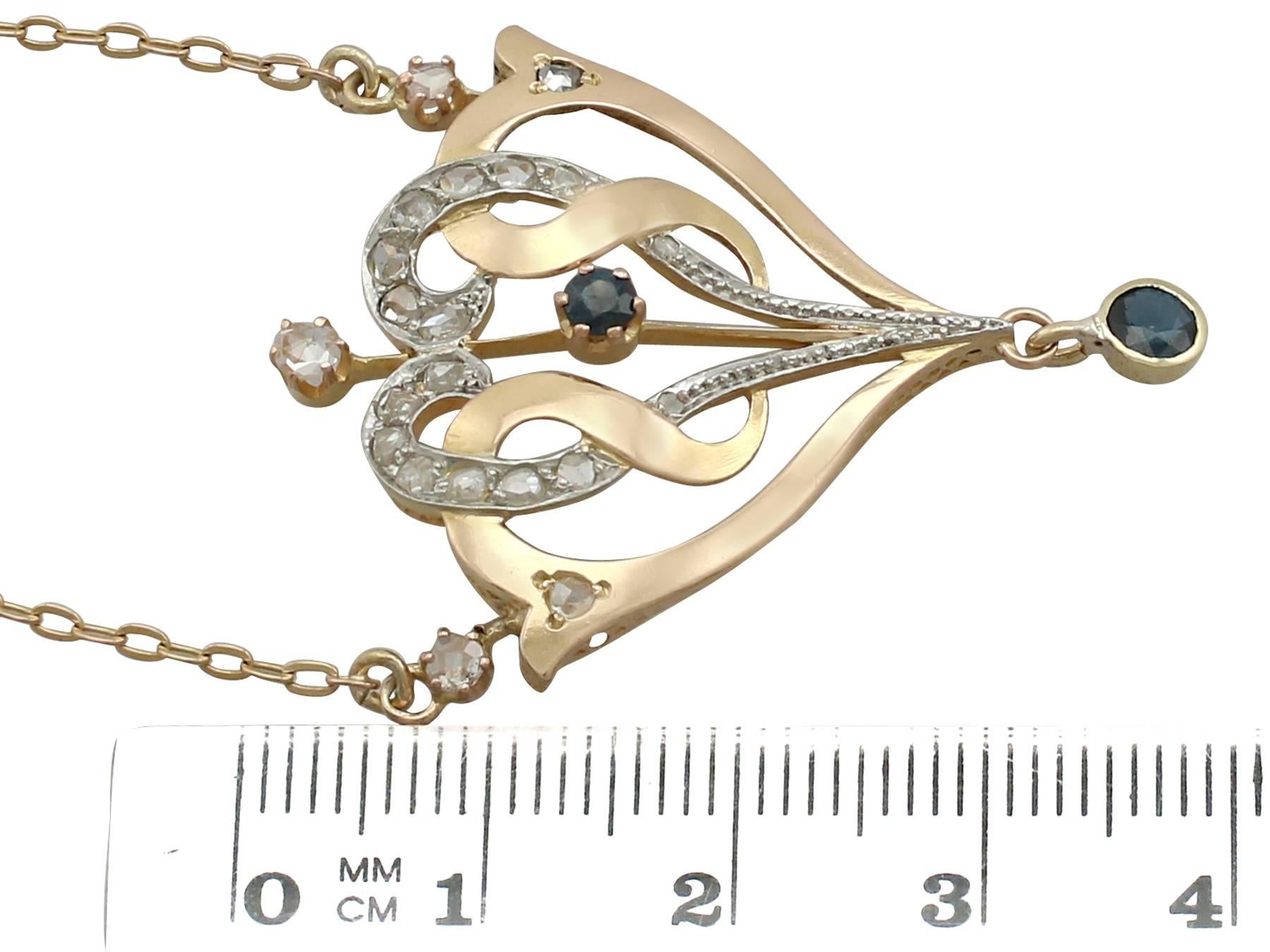 1910s Sapphire Diamond Yellow Gold Necklace 1