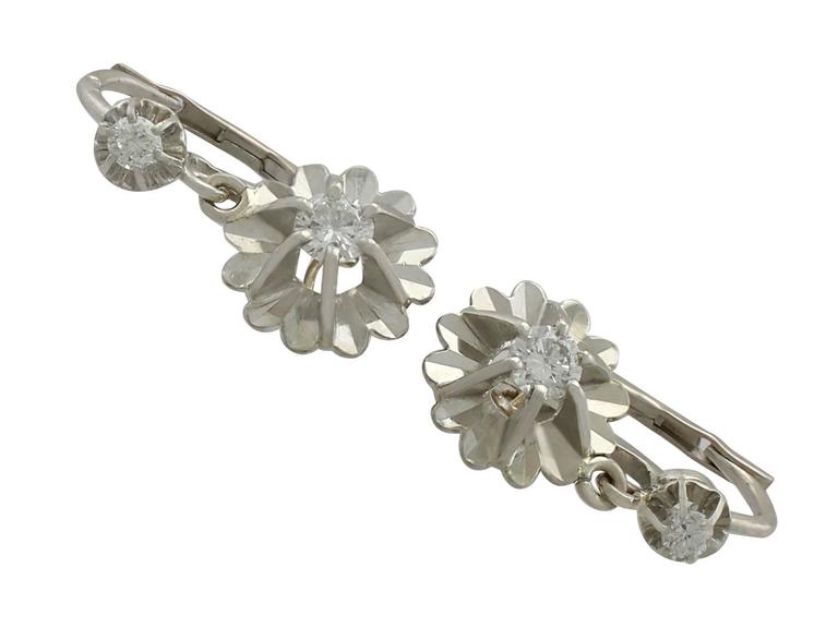 Antique Diamond And White Gold Drop Earrings 1930s For At 1stdibs Women S Or Men Antique Diamond And White Gold Drop Earrings 1930s For