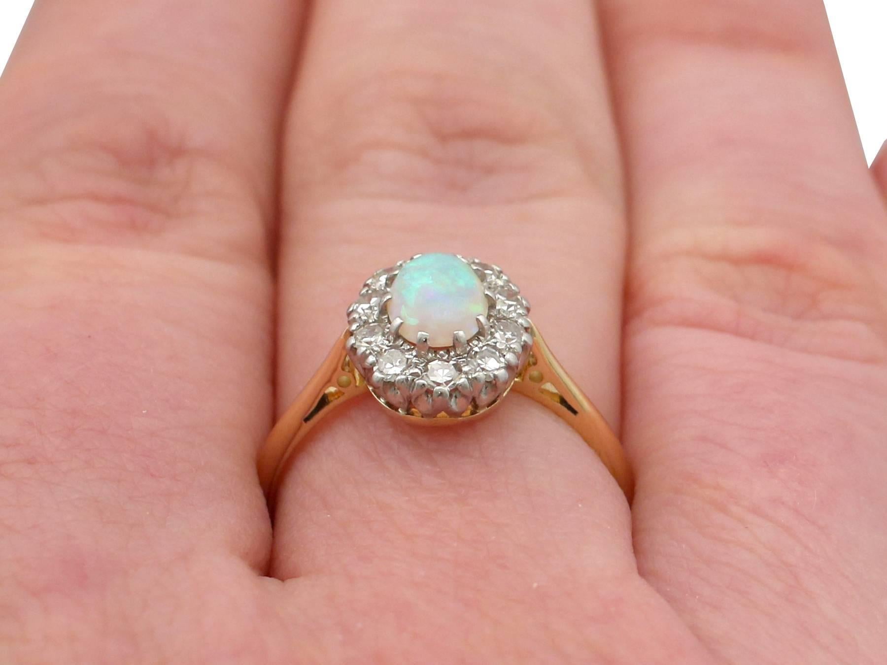 Antique Opal Diamond Yellow Gold Cluster Ring 5