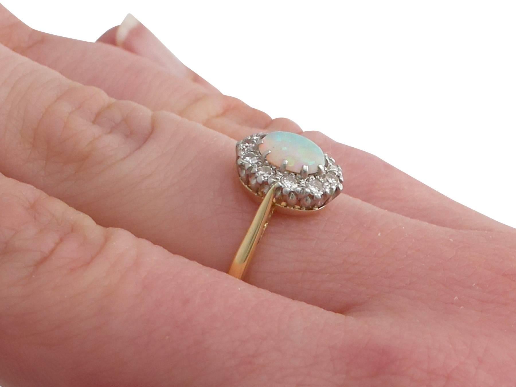 Antique Opal Diamond Yellow Gold Cluster Ring 4