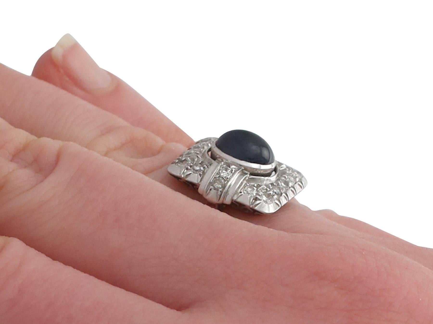 Antique 1.85 Carat Sapphire and Diamond Platinum Art Deco Ring, 1940s 4
