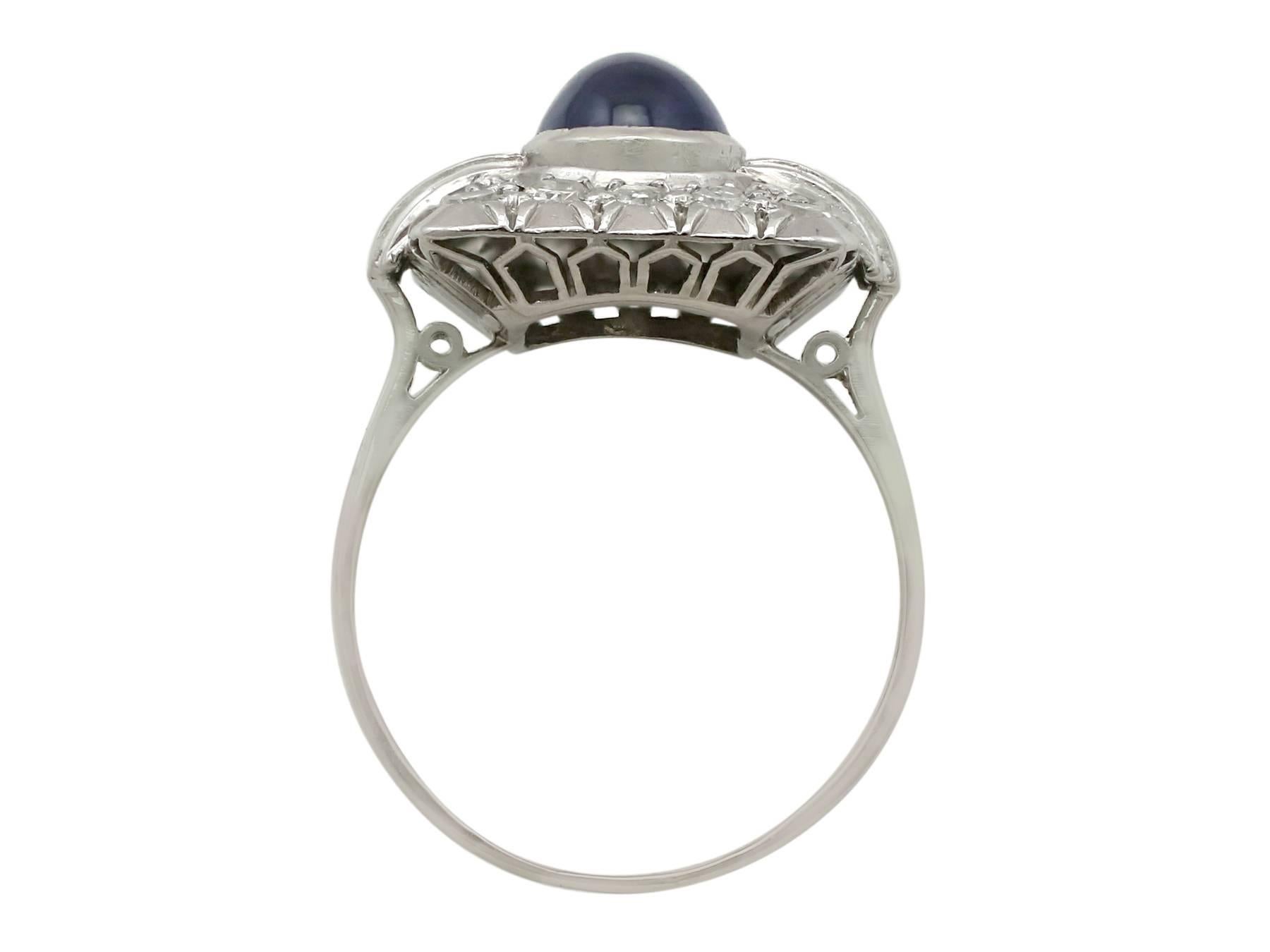 Antique 1.85 Carat Sapphire and Diamond Platinum Art Deco Ring, 1940s 1