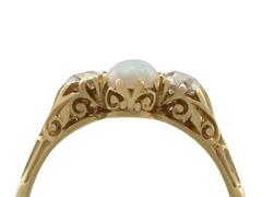 Antique 1910s Opal and Diamond Yellow Gold Trilogy Ring