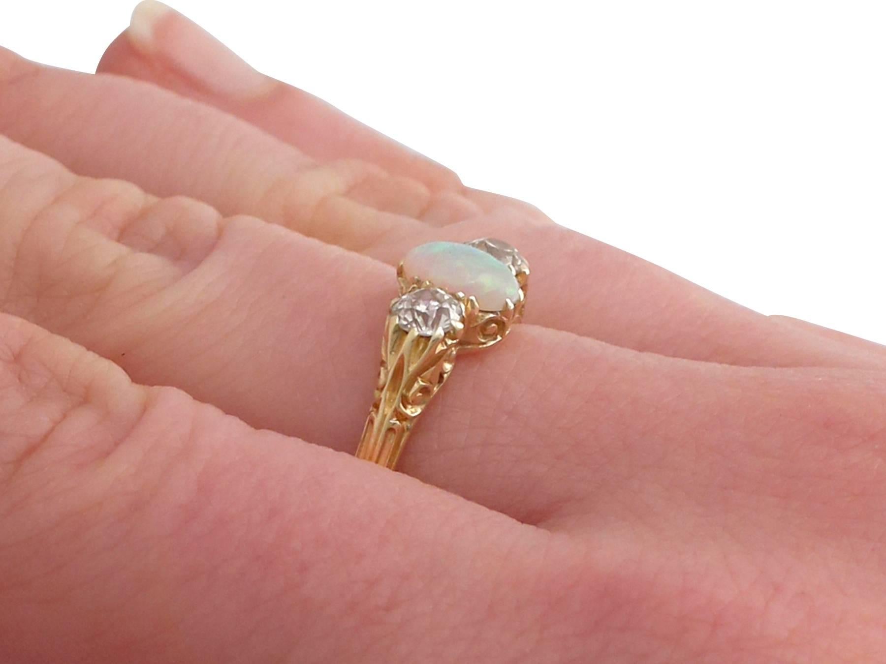 Antique 1910s Opal and Diamond Yellow Gold Trilogy Ring 3