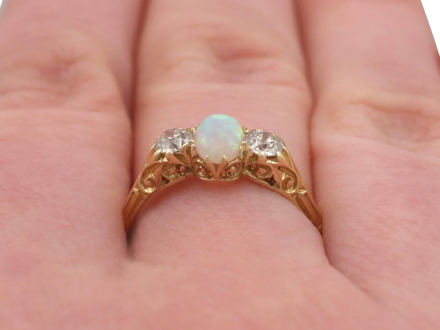Antique 1910s Opal and Diamond Yellow Gold Trilogy Ring 4