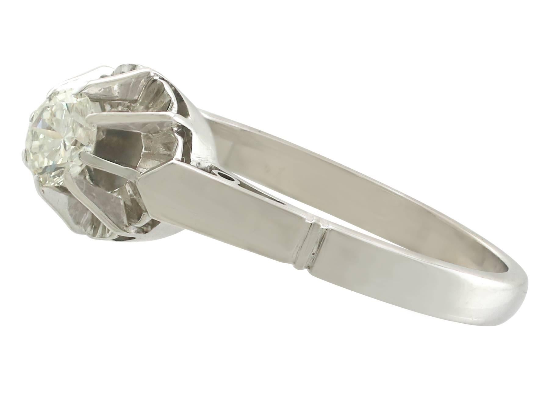 1940s Diamond White Gold Solitaire Ring In Excellent Condition In Jesmond, Newcastle Upon Tyne