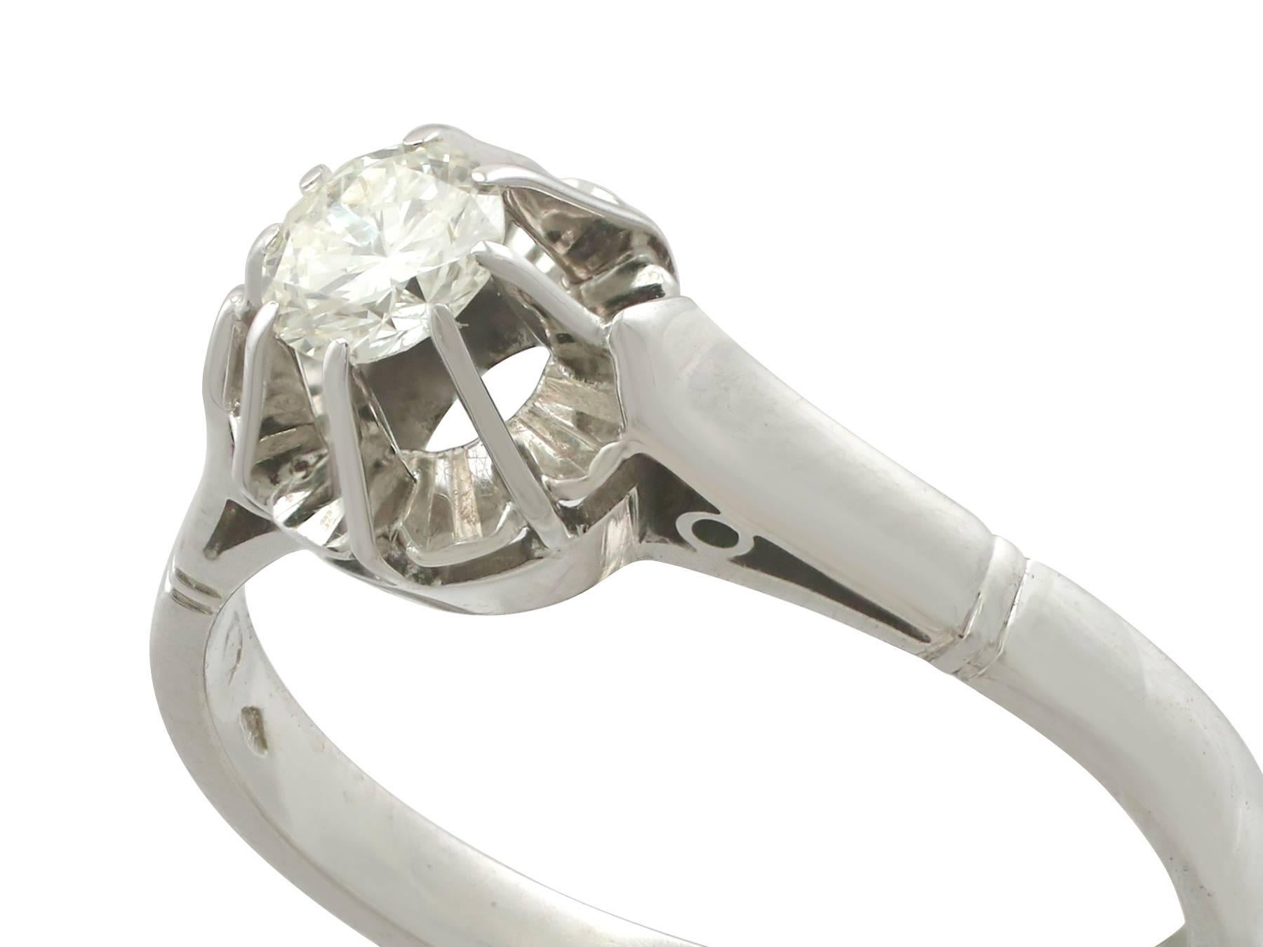 Round Cut 1940s Diamond White Gold Solitaire Ring