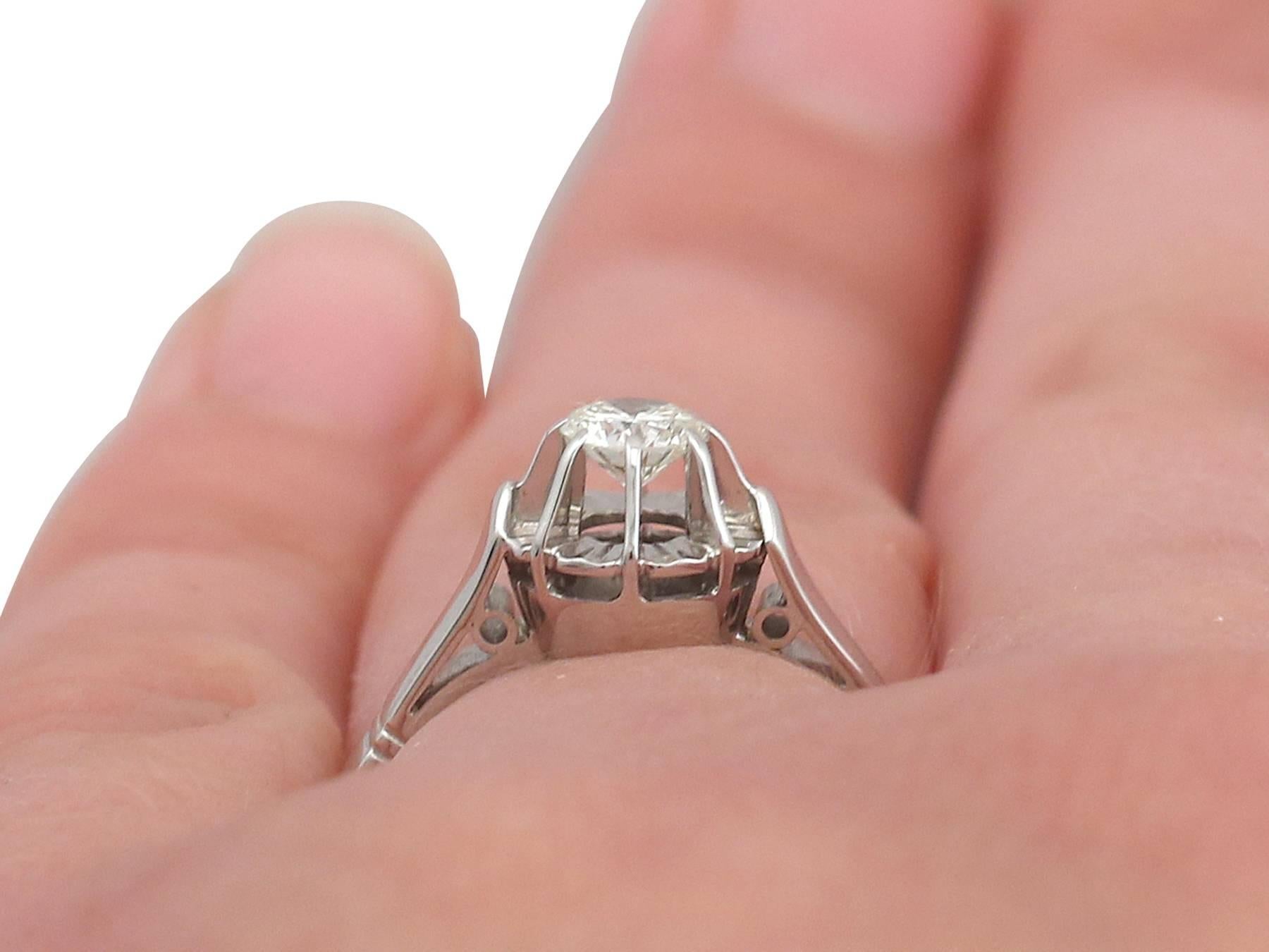 1940s Diamond White Gold Solitaire Ring 4