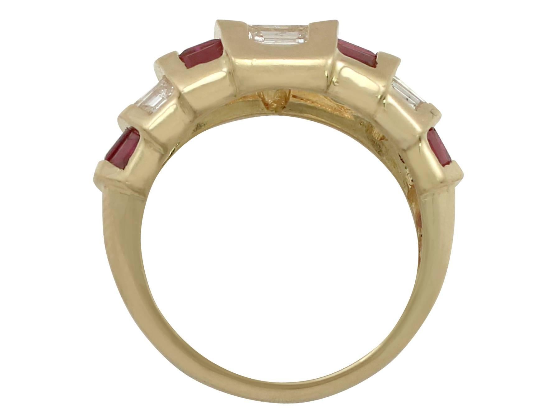 1950s Ruby and Diamond Yellow Gold Cocktail Ring In Excellent Condition In Jesmond, Newcastle Upon Tyne
