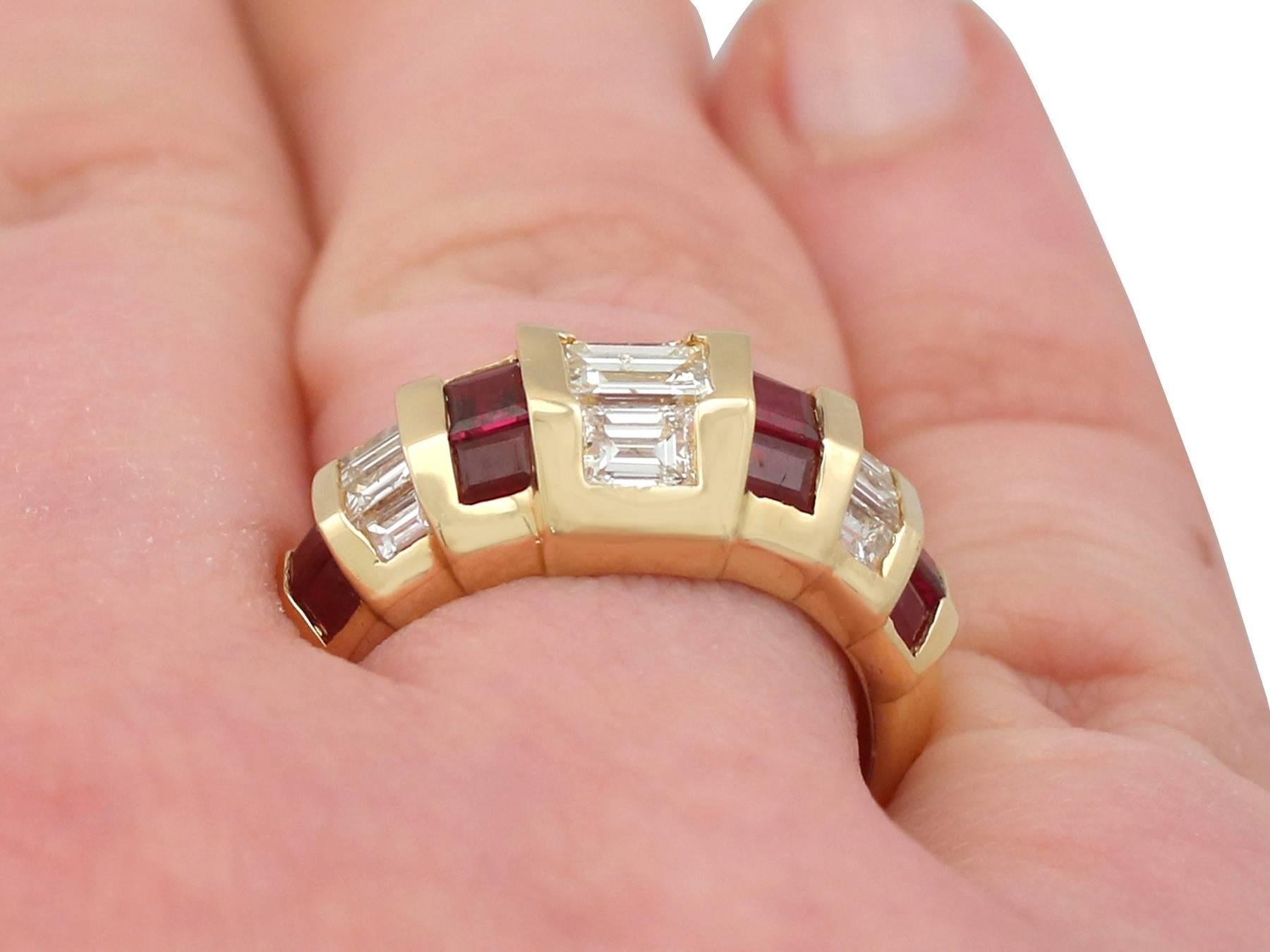 1950s Ruby and Diamond Yellow Gold Cocktail Ring 3