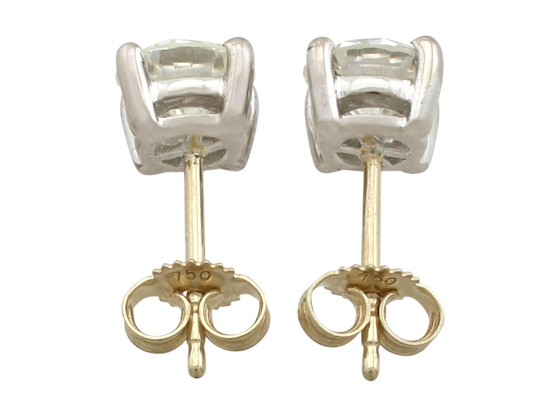 1990s 2.05 Carat Diamond White Gold Stud Earrings 1