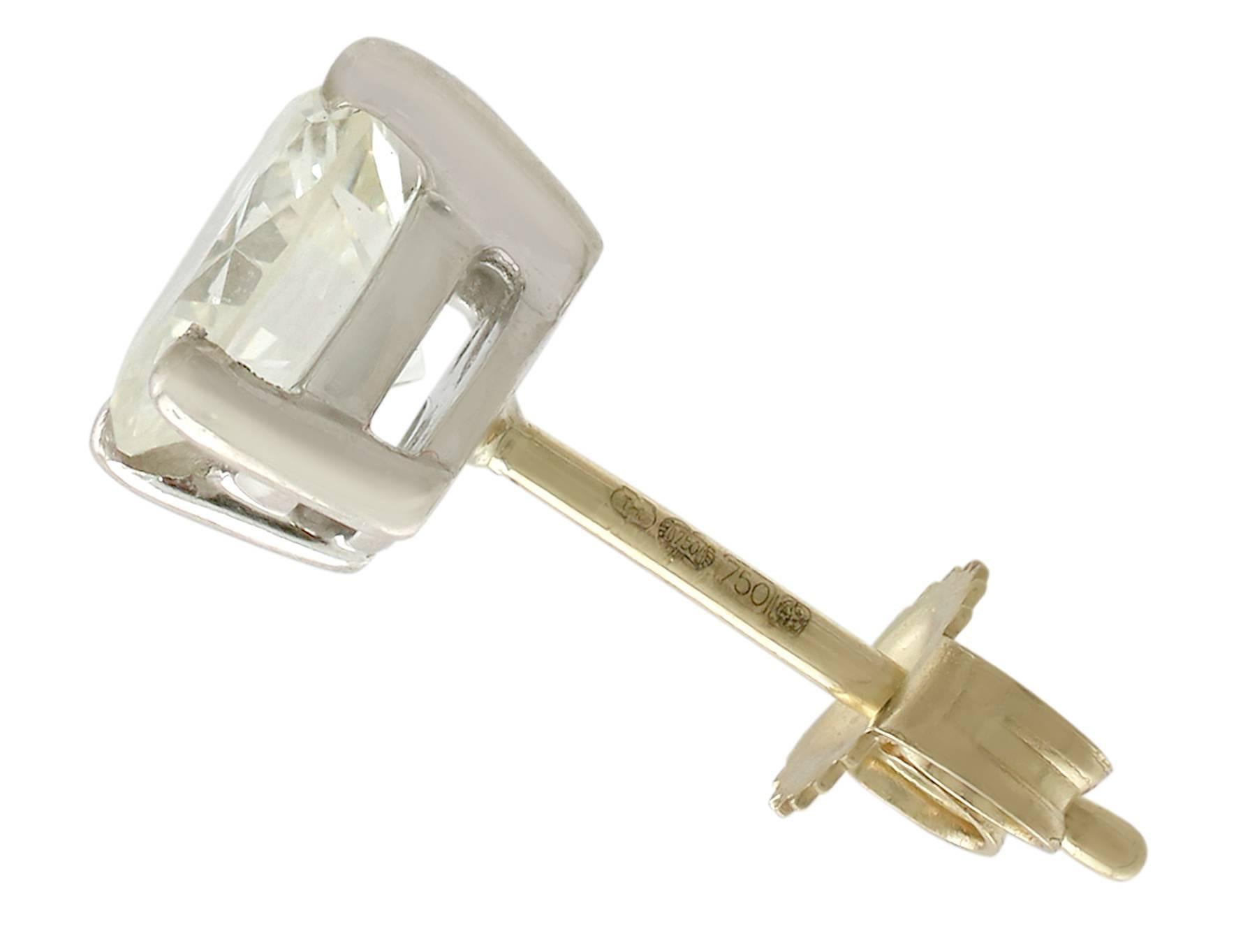 1990s 2.05 Carat Diamond White Gold Stud Earrings 3