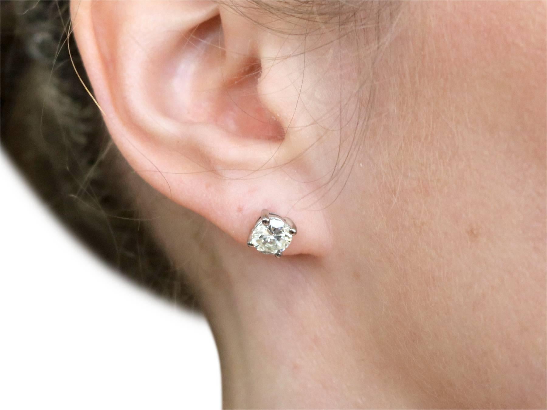 1990s 2.05 Carat Diamond White Gold Stud Earrings 5