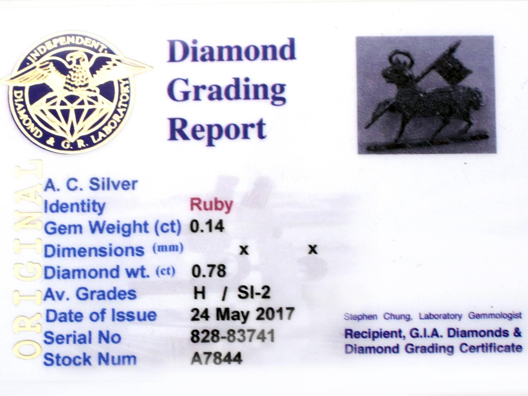 1950s Diamond and Ruby Platinum Regimental Brooch 3