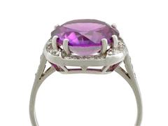 1920s Synthetic Corundum 'Artificial Alexandrite' Diamond Platinum Cocktail Ring