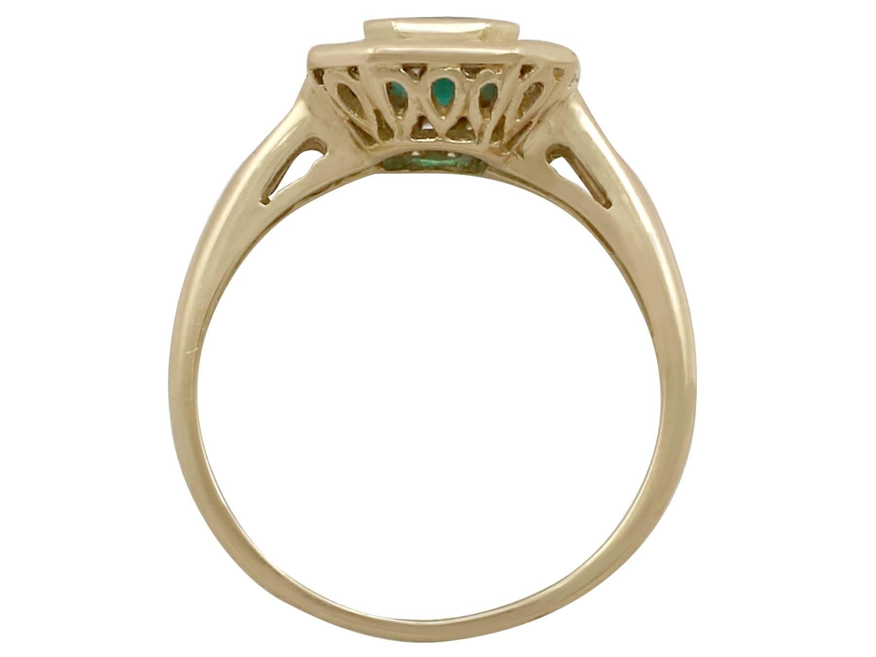 1990s Emerald and Diamond Yellow Gold Cocktail Ring 1