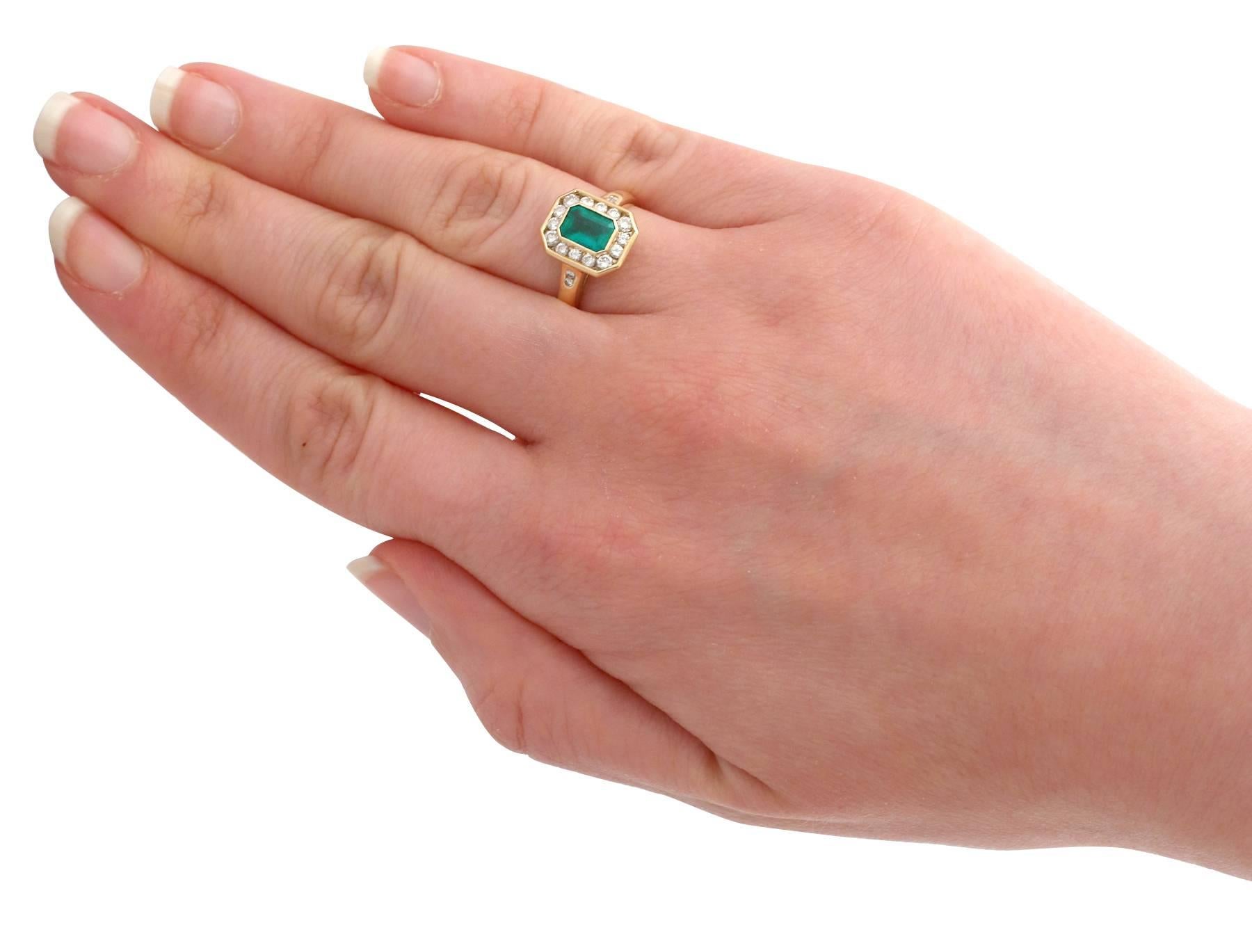 1990s Emerald and Diamond Yellow Gold Cocktail Ring 3