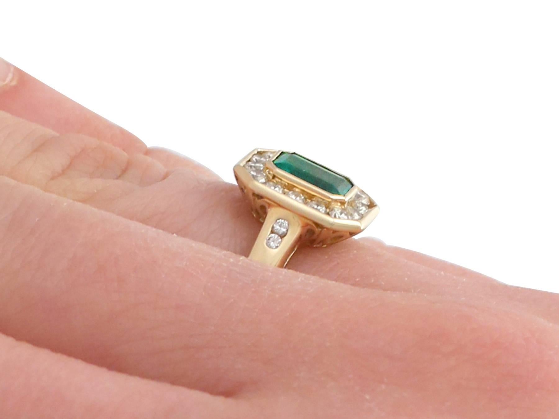1990s Emerald and Diamond Yellow Gold Cocktail Ring 4