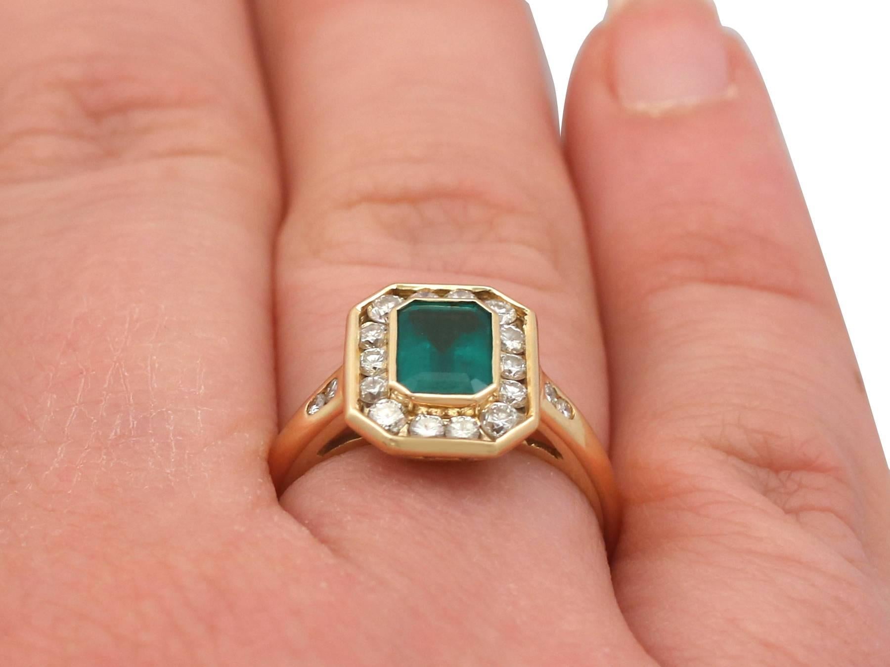 1990s Emerald and Diamond Yellow Gold Cocktail Ring 5