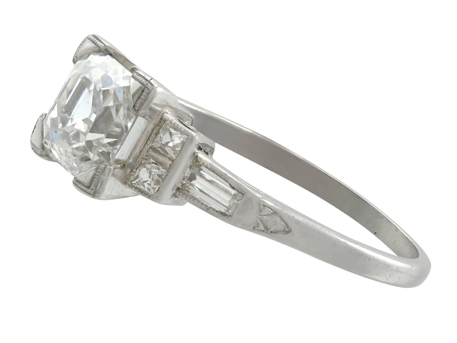1930s 1.76 Carat Diamond and Platinum Solitaire Engagement Ring In Excellent Condition In Jesmond, Newcastle Upon Tyne