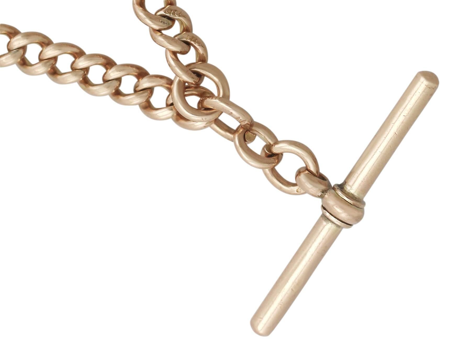 Women's or Men's 1920s Rose Gold Albert Chain and Fob