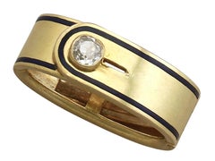 1900s Diamond and Enamel Yellow Gold Scarf / Cravat Clip