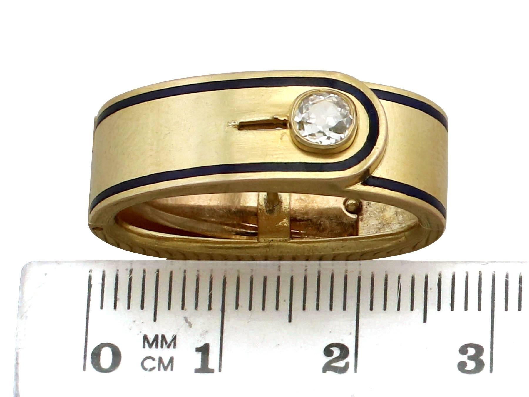 1900s Diamond and Enamel Yellow Gold Scarf / Cravat Clip 1
