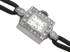 Omega Ladies Platinum Diamond Vintage Manual Cocktail Wristwatch, circa 1940s
