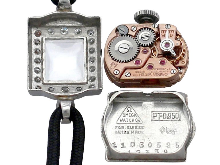 Omega Ladies Platinum Diamond Vintage Manual Cocktail Wristwatch, circa