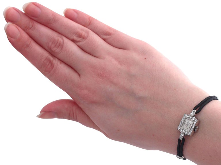 Omega Ladies Platinum Diamond Vintage Manual Cocktail Wristwatch, circa