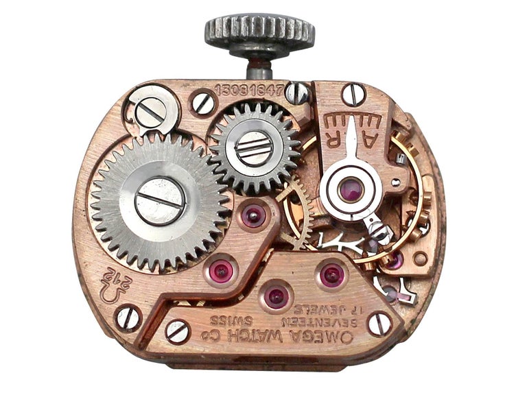 Omega Ladies Platinum Diamond Vintage Manual Cocktail Wristwatch, circa