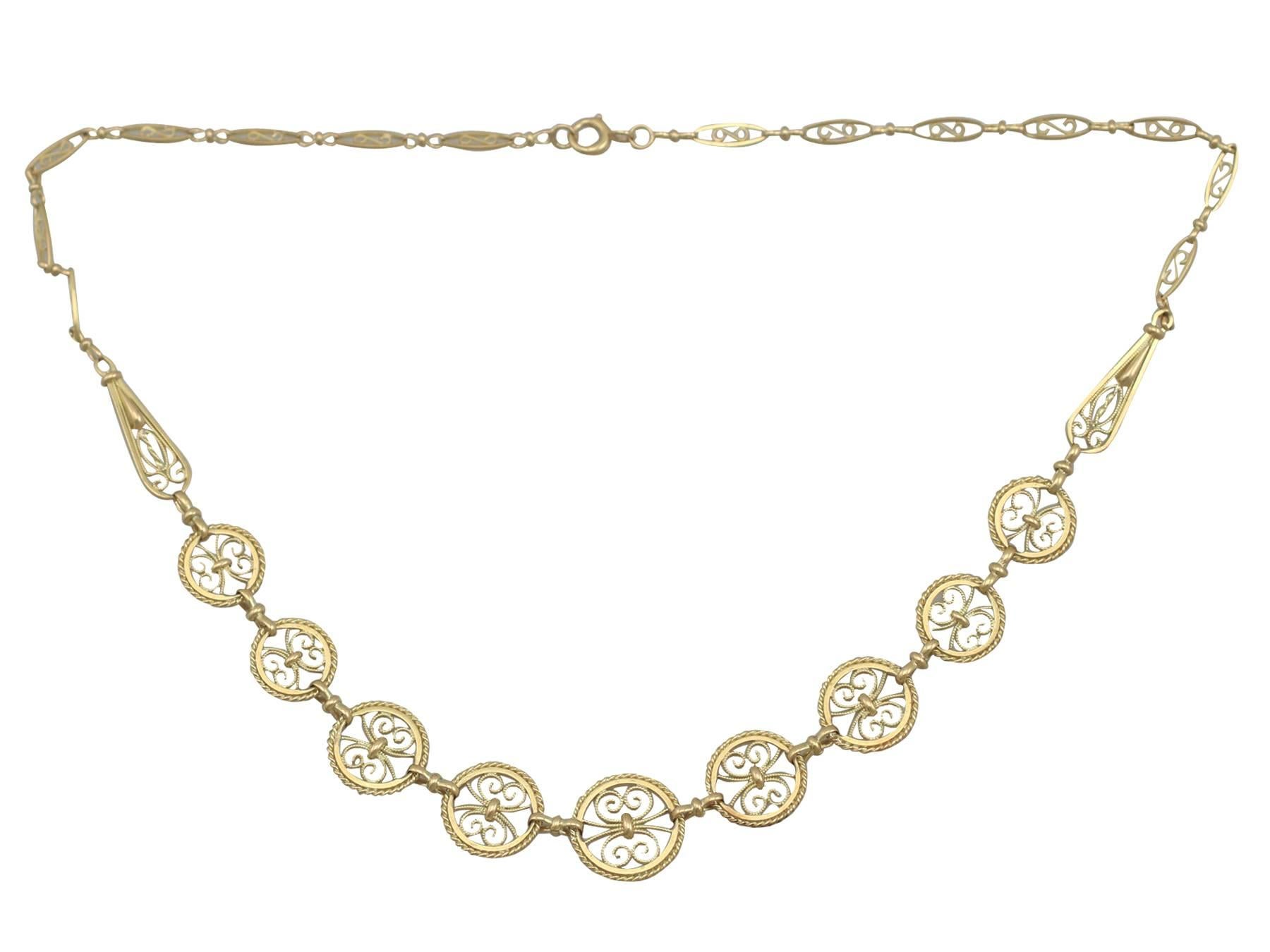 An exceptional, fine and impressive antique French 18 karat yellow gold fancy link necklace; part of our diverse antique jewelry and estate jewelry collections

This exceptional, fine and impressive antique necklace has been crafted in 18k yellow