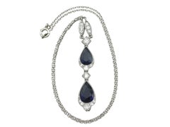 1930s 4.85 Carat Sapphire and Diamond, Platinum Teardrop Necklace