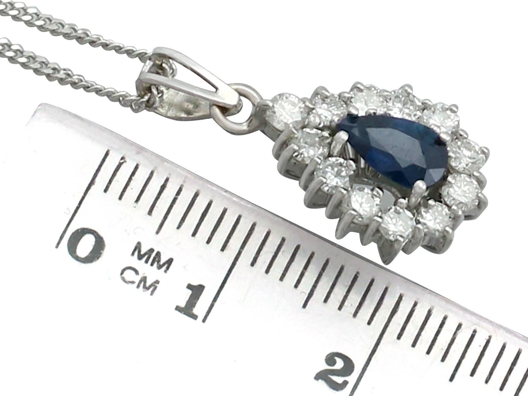 Vintage Sapphire and Diamond, White Gold Cluster Pendant, 1960s 1