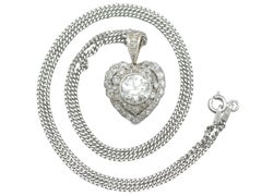 Antique Victorian 3.32 Carat Diamond and Yellow Gold Heart Pendant
