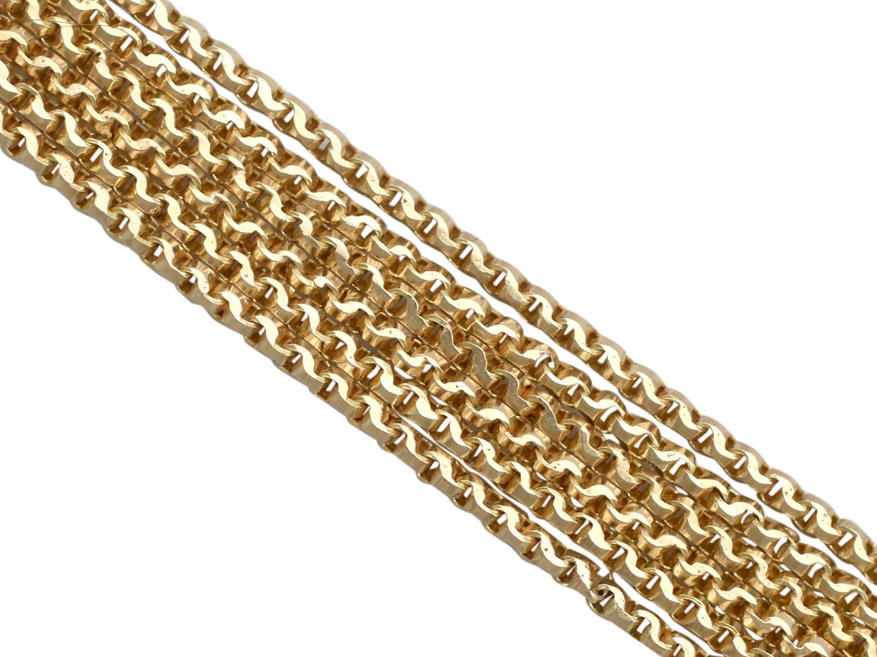 Women's or Men's 1890s Antique Victorian Yellow Gold Longuard Chain