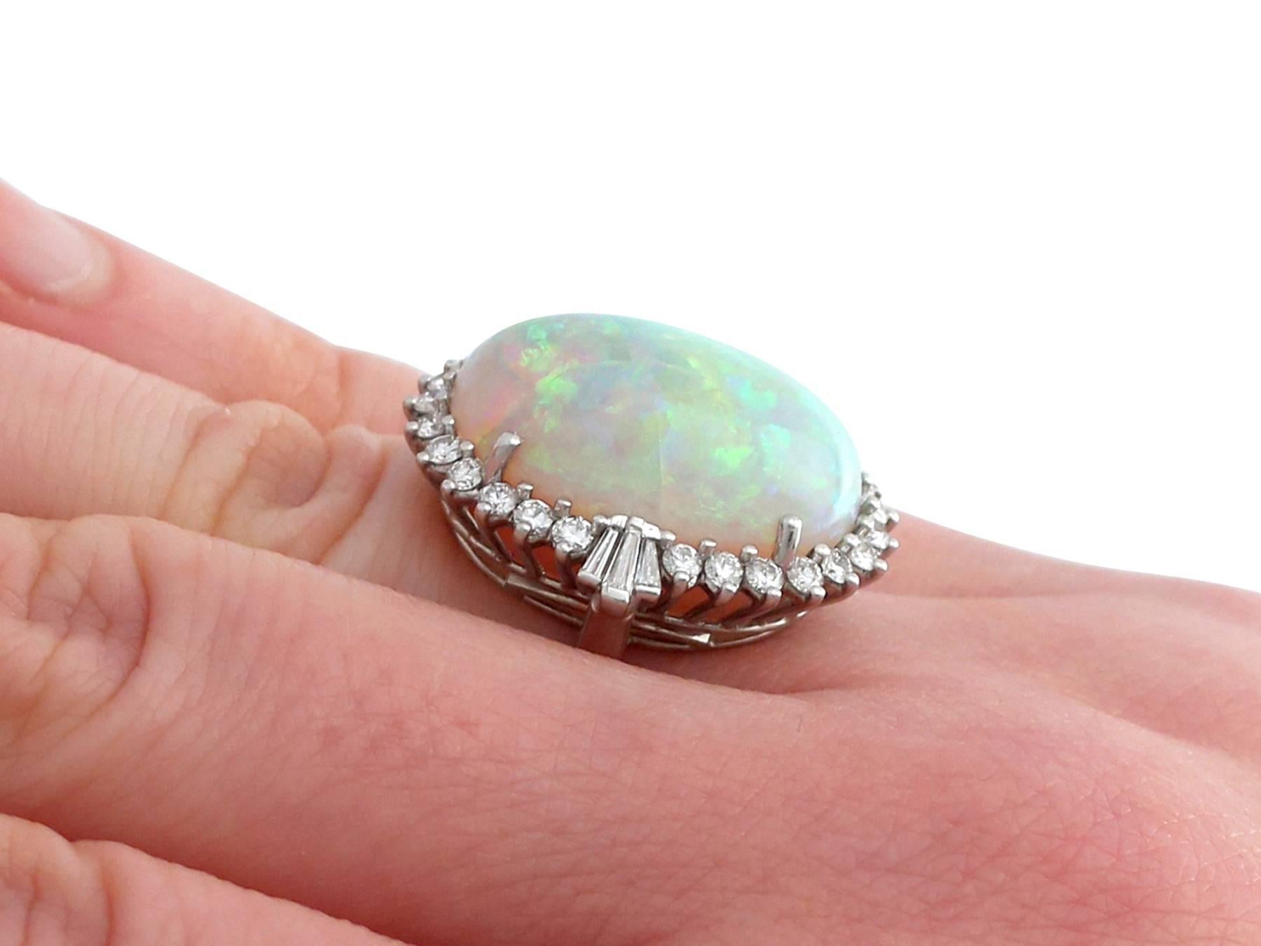 1960s 14.65 Carat Opal and 1.10 Carat Diamond White Gold Cocktail Ring 3