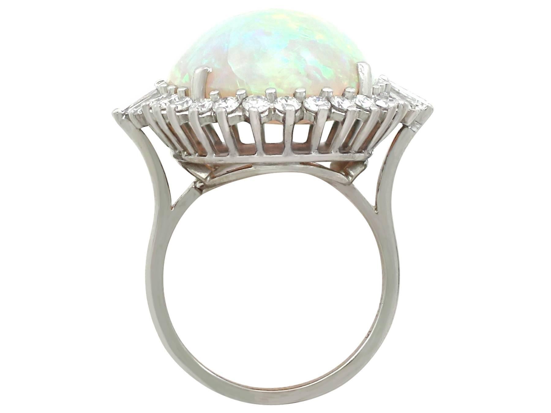 Women's 1960s 14.65 Carat Opal and 1.10 Carat Diamond White Gold Cocktail Ring