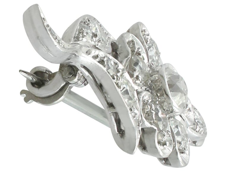 1920s Antique Diamond and White Gold Flower Brooch by 'Hennell' at 1stDibs