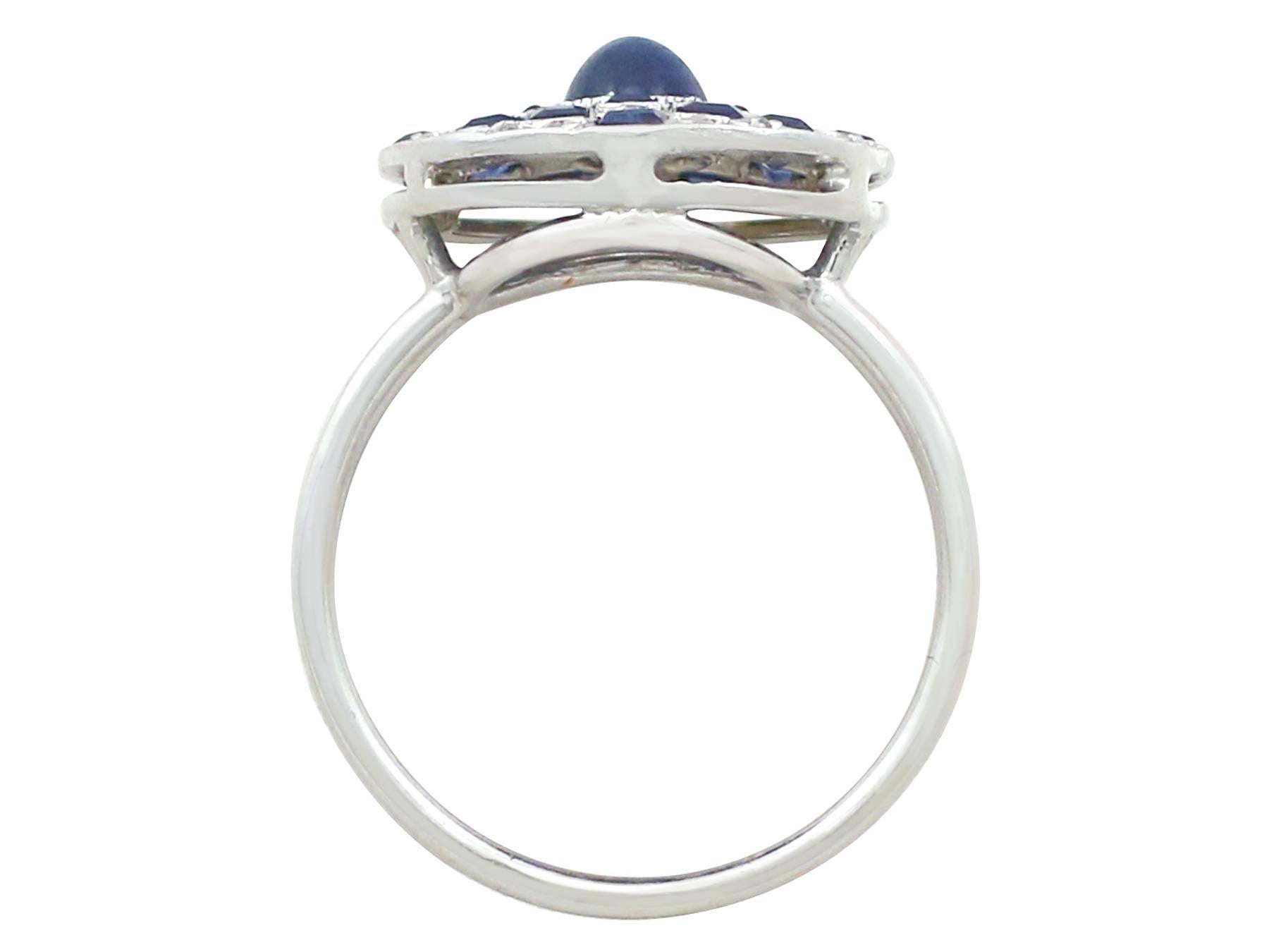 1940s Sapphire and Diamond White Gold Dress Ring In Excellent Condition In Jesmond, Newcastle Upon Tyne