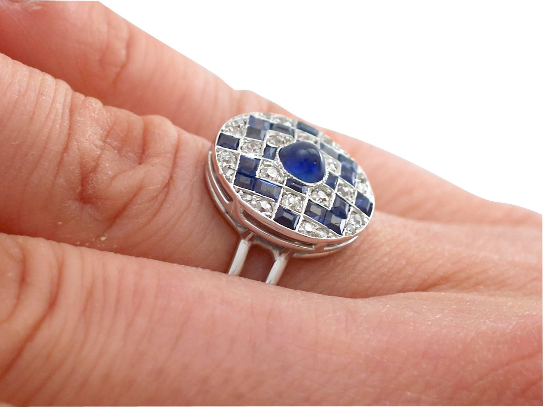 1940s Sapphire and Diamond White Gold Dress Ring 2
