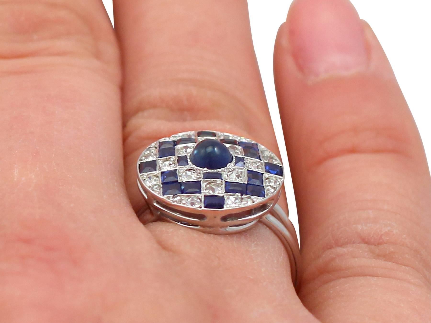 1940s Sapphire and Diamond White Gold Dress Ring 3