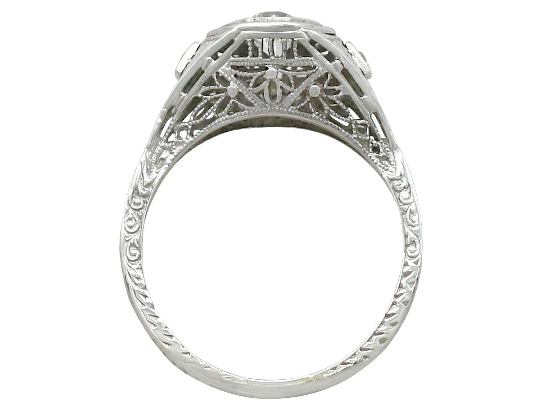Women's or Men's Antique 1920s Diamond and White Gold Solitaire Ring
