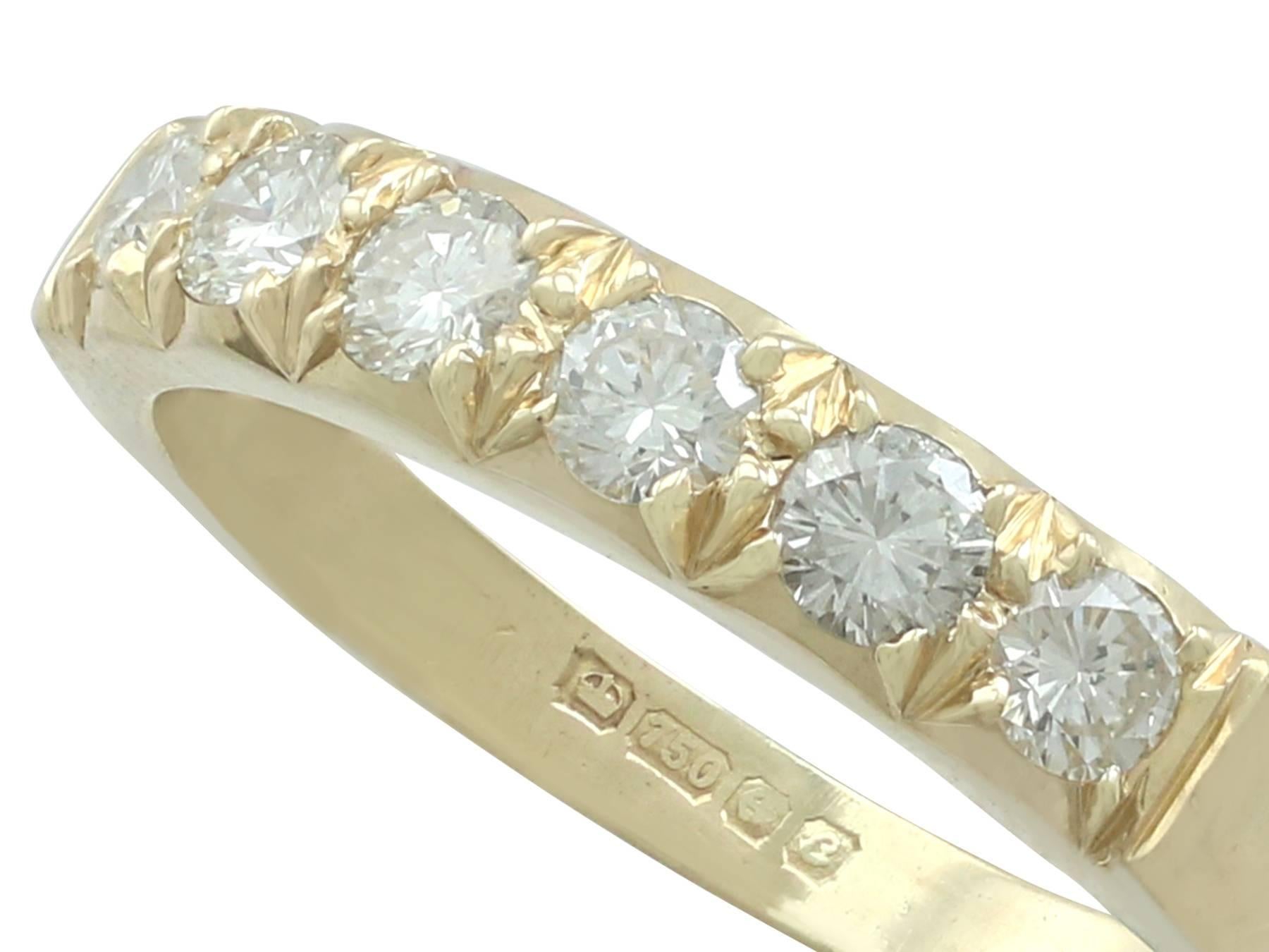 1970s Diamond Yellow Gold Half Eternity Ring In Excellent Condition In Jesmond, Newcastle Upon Tyne