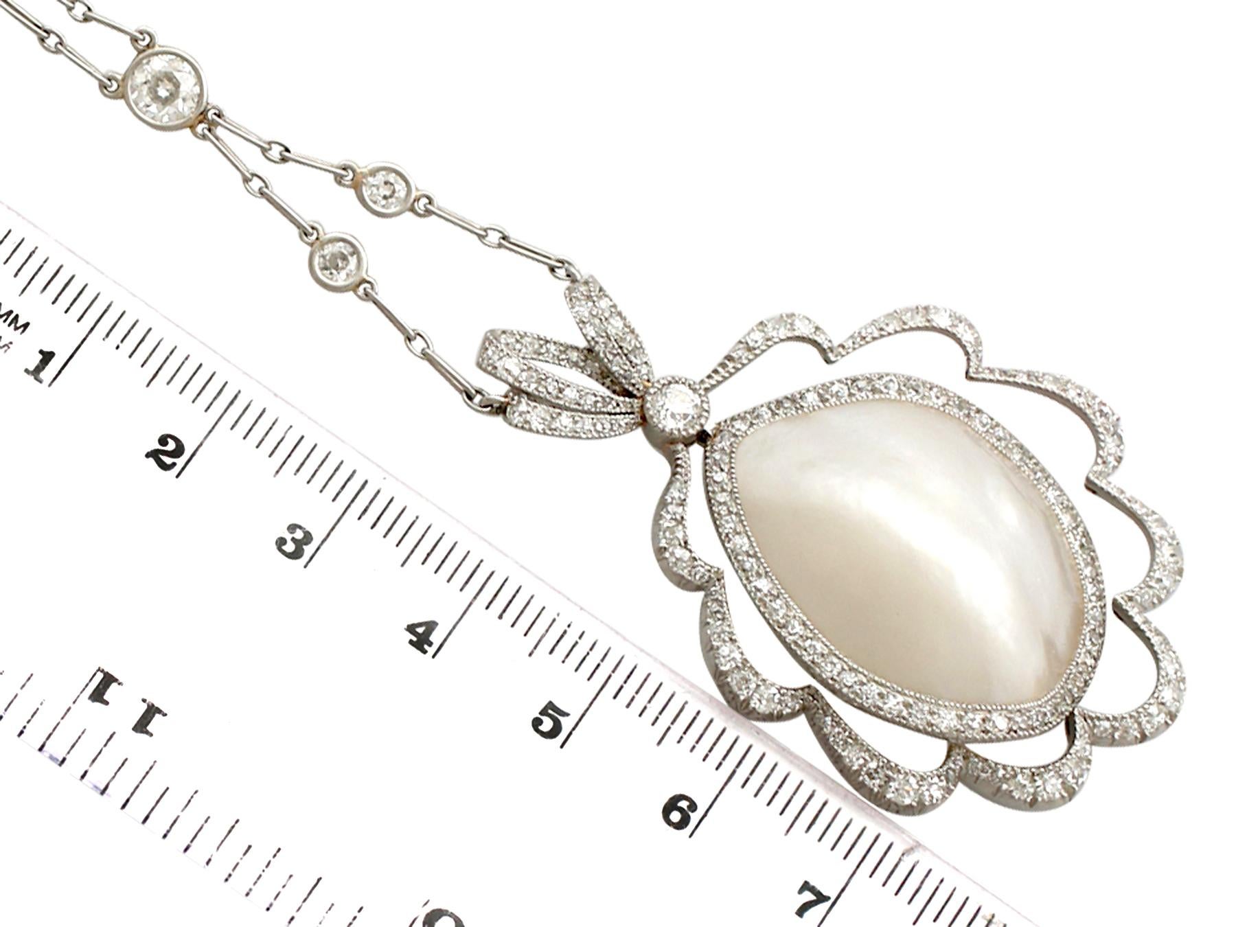 Antique 1910s Blister Pearl and 2.65 carat Diamond Platinum Necklace 1