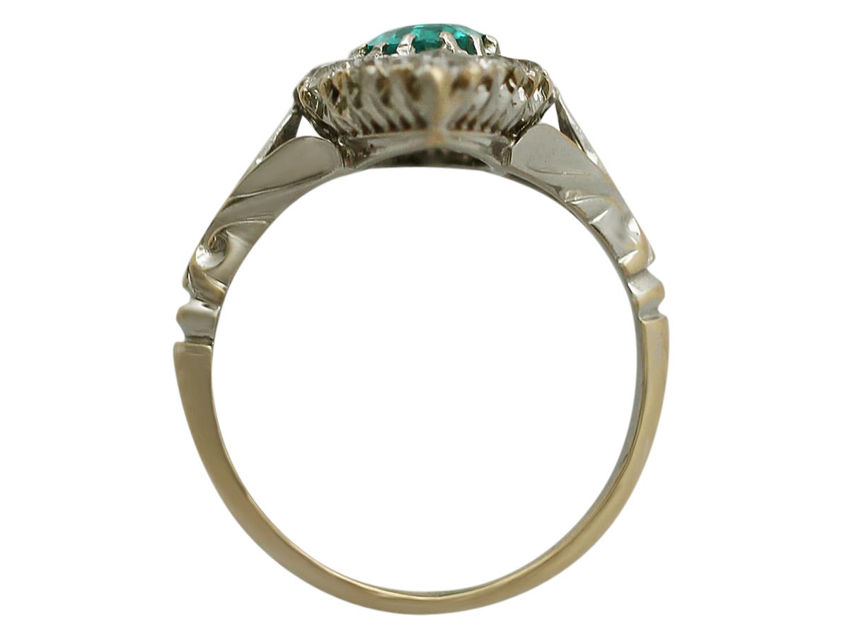 0.63 Carat Emerald and 0.92 Carat Diamond, 18k Yellow Gold Dress Ring 1