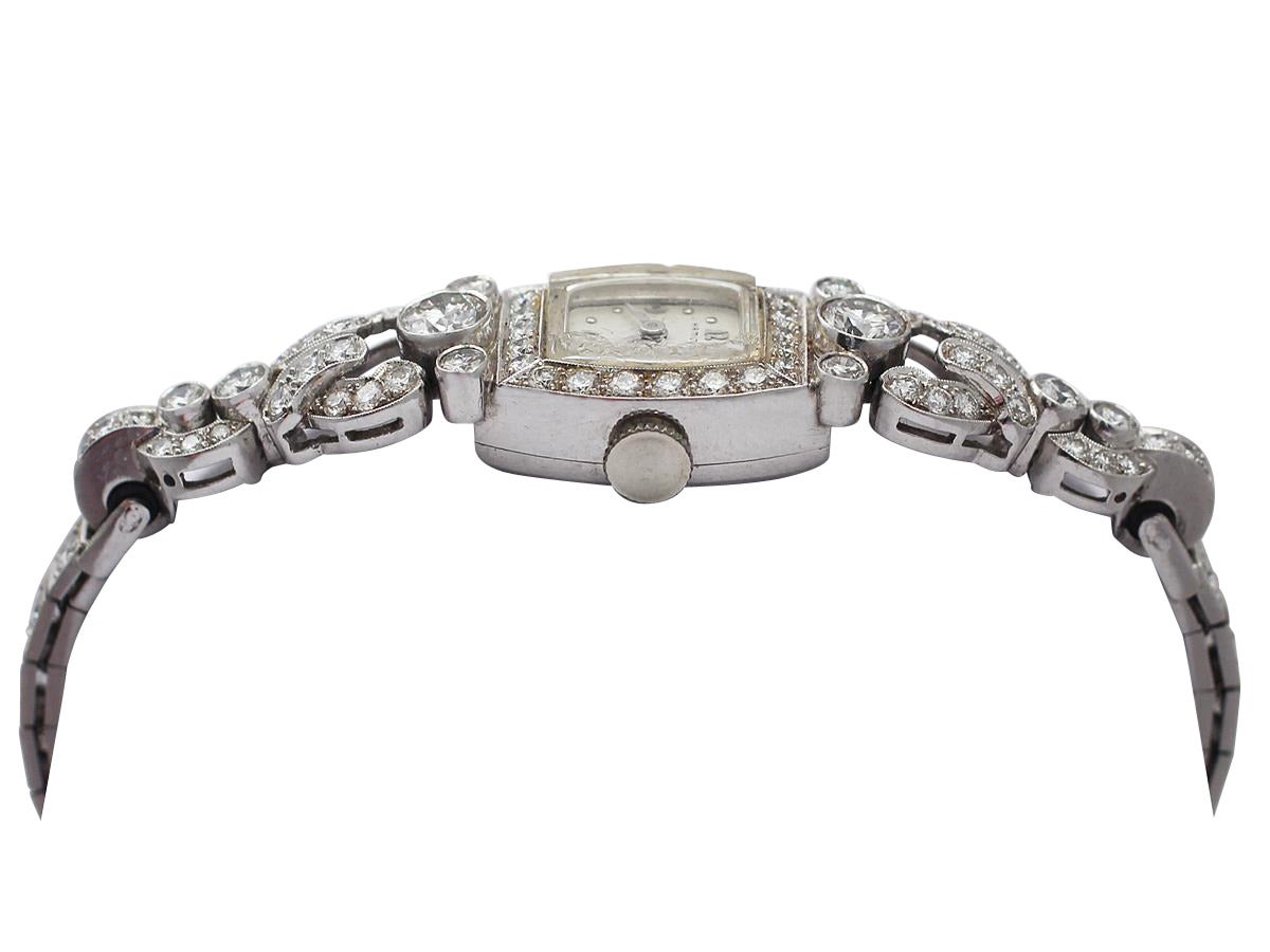Hamilton Lady's Platinum Diamond Art Deco Cocktail Wristwatch In Excellent Condition In Jesmond, Newcastle Upon Tyne