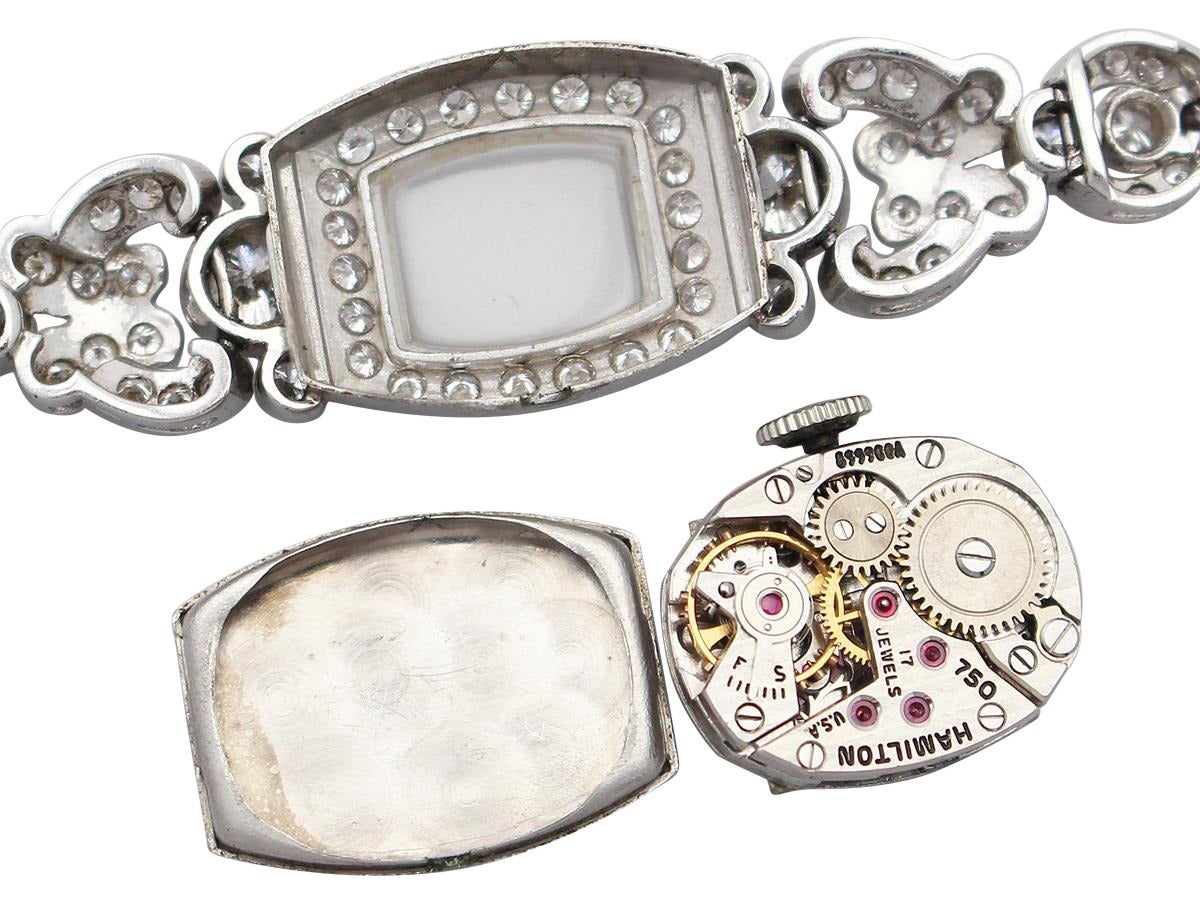 Hamilton Lady's Platinum Diamond Art Deco Cocktail Wristwatch 1