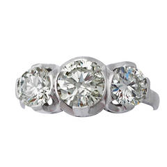 1940s 2.17 Carat Diamond and Platinum Trilogy Ring 7
