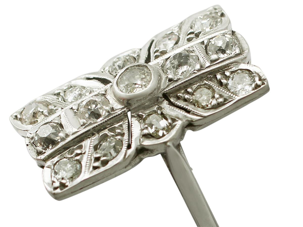 1.54Ct Diamond and 18k White Gold Dress Ring - Antique Circa 1910